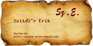 Szitár Erik névjegykártya