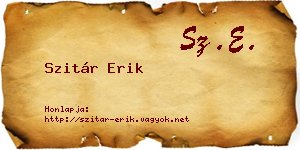 Szitár Erik névjegykártya